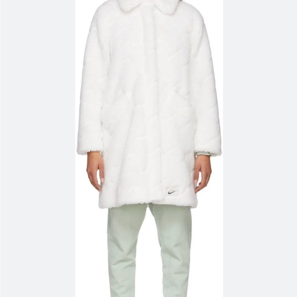 Nike Sportswear NWT White Icon Clash Long Sherpa Jacket Womens Size Large - Picture 5 of 14